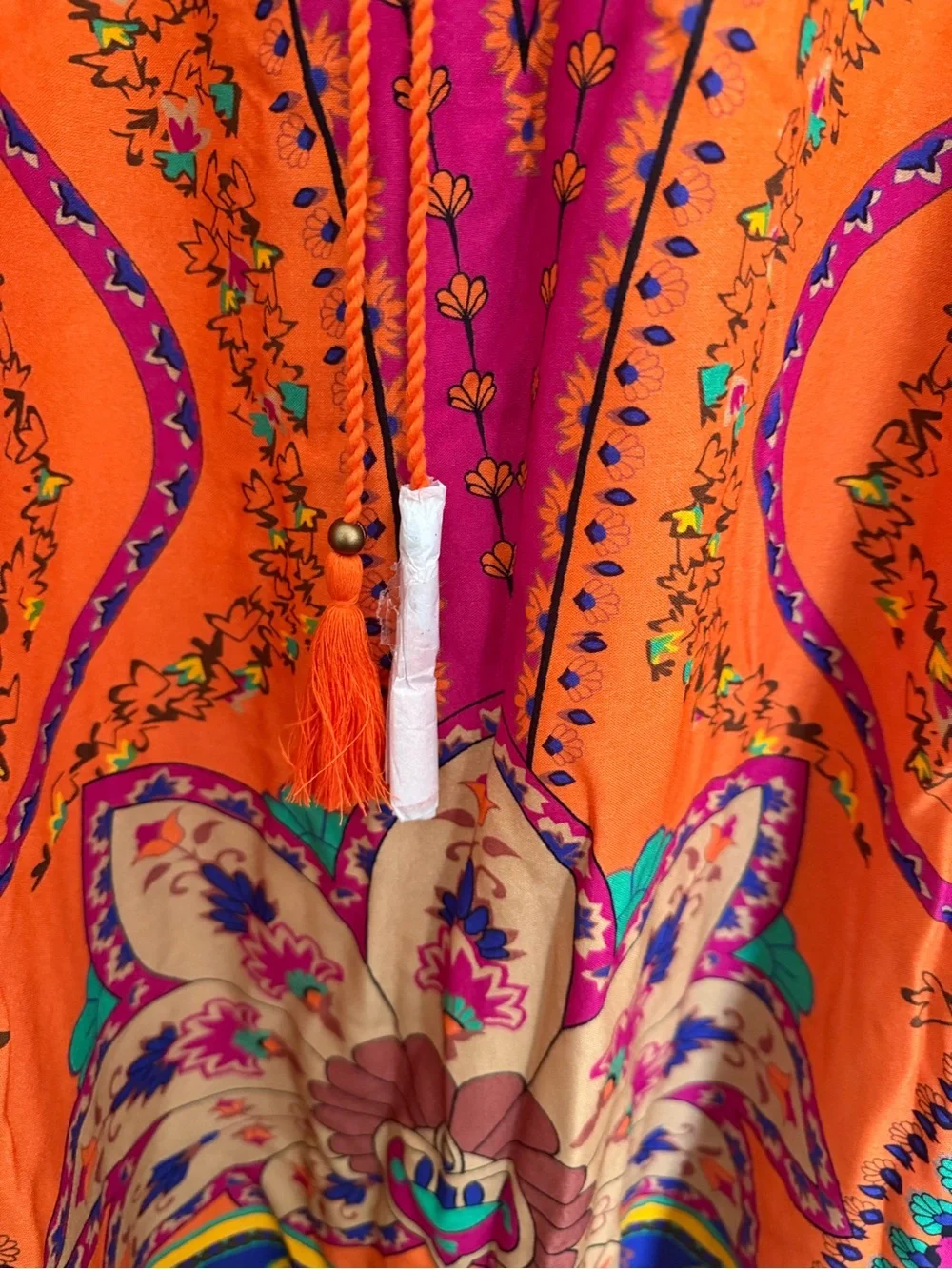 NWOT Soft Surroundings Orange & Magenta Paisley Print Maxi Skirt size large